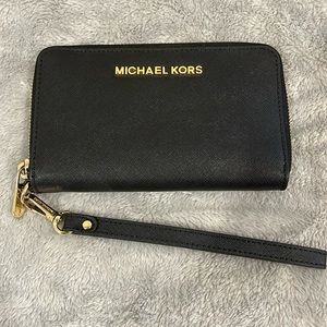 Michael Kors black wristlet wallet